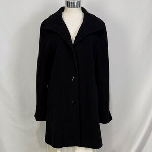Talbots size 8 black 3/4 wool coat